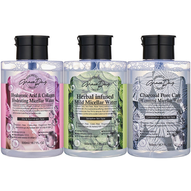 GRACE DAY  Micellar Cleansing Water 500ml x 3 Set