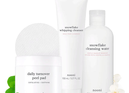 NUNU  All-in-One Snow Cleansing Water + Cleansing Foam + Peel Pad Set, 1 Set