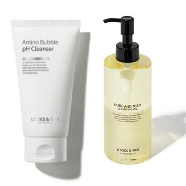 LUXE&MAY  Pure & Mild Cleansing Oil 150ml + Amino Bubble Mild Acid Cleanser 250ml Set, 1 Set