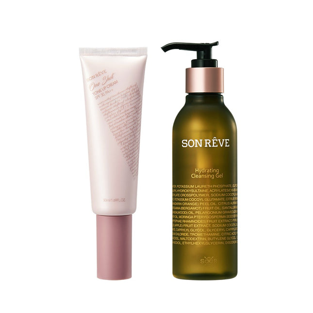 SSONGREVE  One Shot Tone-Up Cream 50ml + Hydrating Cleansing Gel 200ml Beauty Set, 1 Set