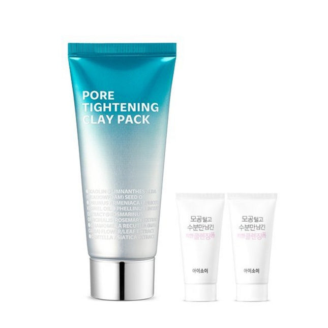 ISOI  Pore Tightening Clay Pack 100ml + Moisture Foam Cleanser 7ml x 2, 1 Set