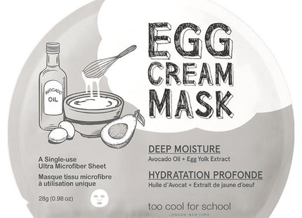 TOO COOL FOR SCHOOL Egg Cream Mask Hydration 1 Sheet 1 Count