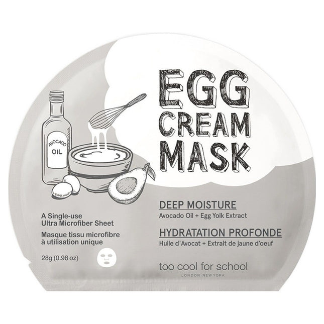 TOO COOL FOR SCHOOL Egg Cream Mask Hydration 1 Sheet 1 Count