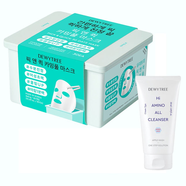 DEWYTREE  Pick & Quick Calming Full Mask + High Amino Cleansing Foam 50ml, 1ea
