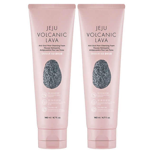 THE FACE SHOP  Jeju Volcanic Lava Anti-Dust Pore Cleansing Foam 140ml 2 Pack