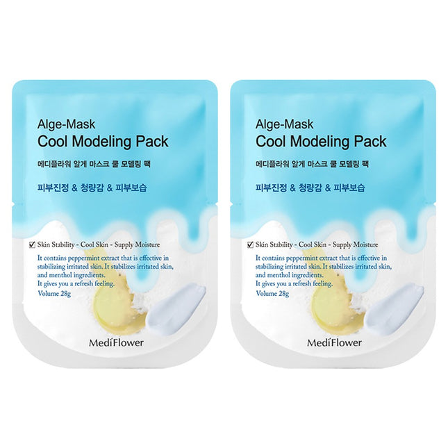 MEDIFLOWER  Diatomaceous Earth Algae Mask Cool Disposable Modeling Pack 28g, 1 Count, 2 Pack