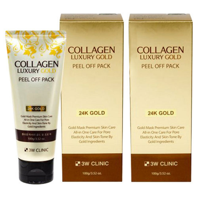 3W CLINIC  Collagen & Luxury Gold Peel-off Pack 100g, 1 Count, Set of 2