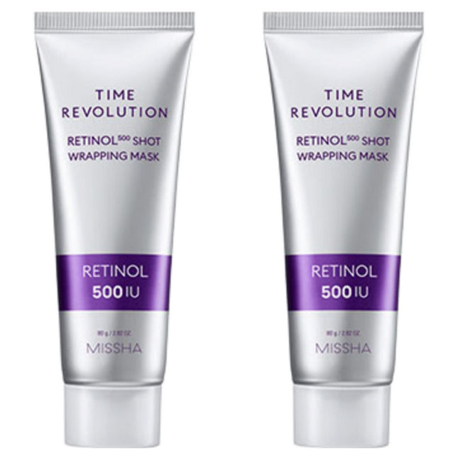 MISSHA TIME REVOLUTION RETINOL 500 SHOT WRAPPING MASK, 2 PACK