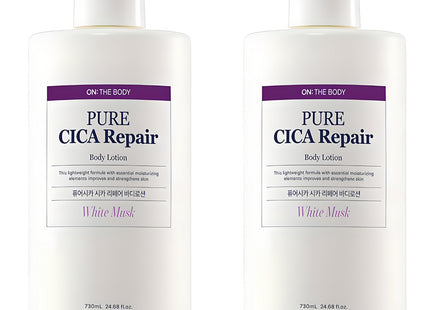 ON THE BODY  Pure Cica Body Lotion White Musk Scent, 730ml, 2 Pack