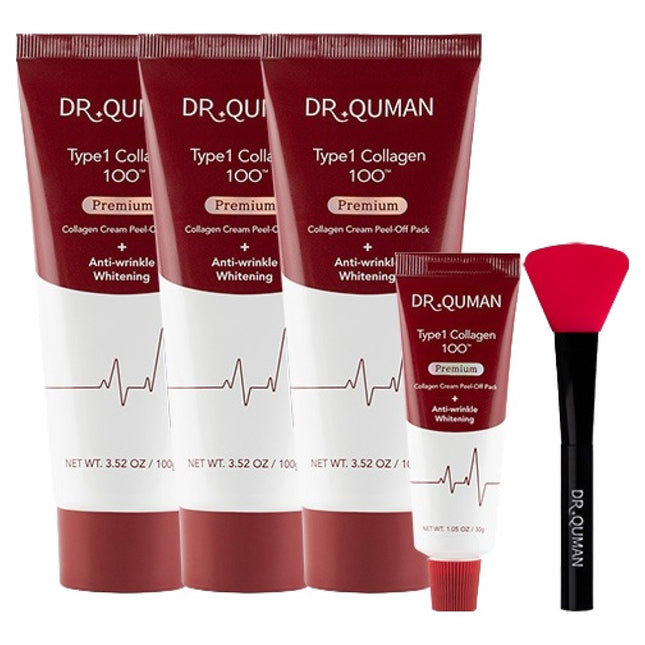 DR.QUMEN  Premium TYPE1 Collagen Cream Pack 100g x 3p + Cream Pack 30g + Spatula Set, 1 Set