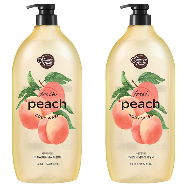SHOWER MATE Peach Body Wash, 1200g, 2 Count