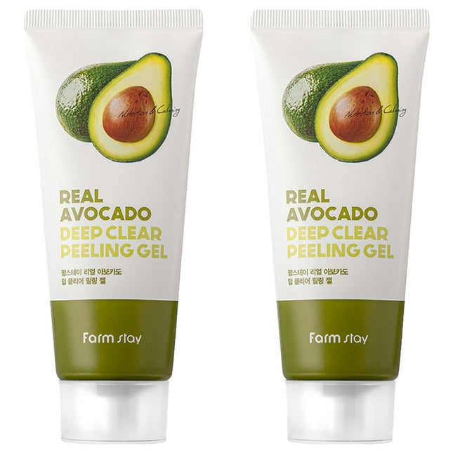 FARM STAY  Real Avocado Deep Clear Peeling Gel, 100ml, 2 Count