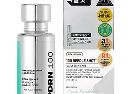 VT COSMETICS  PDRN 100 Essence 30ml + 100 Riddle Shot Stick Pouch 2ml x 10p Set, 1 Set