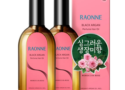 LAON  Black Argan Perfume Hair Oil Essence Moroccan Rose, 100ml, 2 count