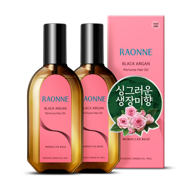 LAON  Black Argan Perfume Hair Oil Essence Moroccan Rose, 100ml, 2 count