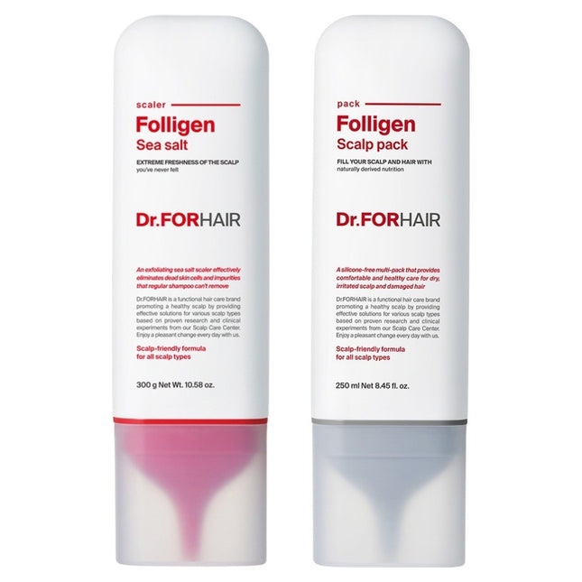 DR.FORHAIR  Foligen Sea Salt Scaler 300g + Scalp Pack 250ml, 1 Count