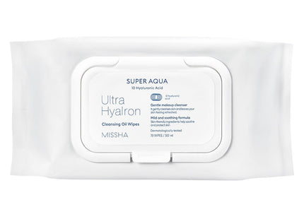MISSHA M Super Aqua Ultra Hyalon Cleansing Oil Tissue Cap Type Large Volume, 70 Count, 1 Pack