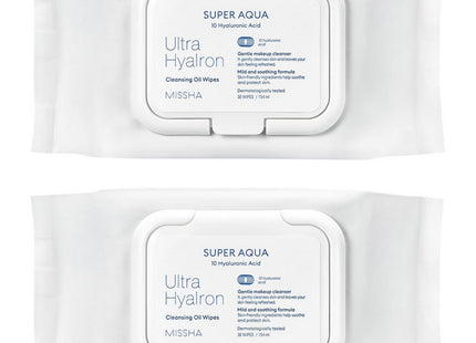MISA  Super Aqua Ultra Hyalon Cleansing Oil Tissue, 30 Wipes, 2 Count