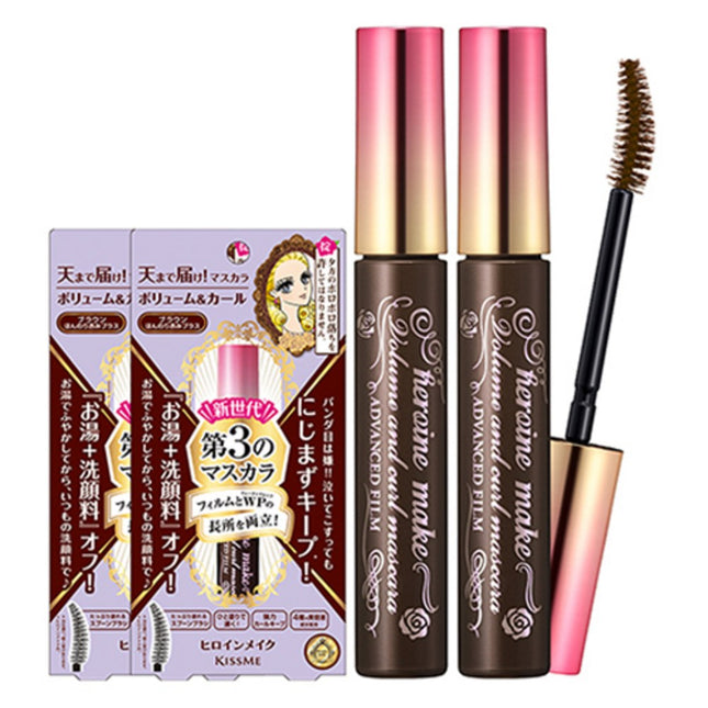 KISS ME HEROINE MAKE Heroine Make Volume & Curl Advanced Film Mascara 6g, 02 Brown, 2pcs
