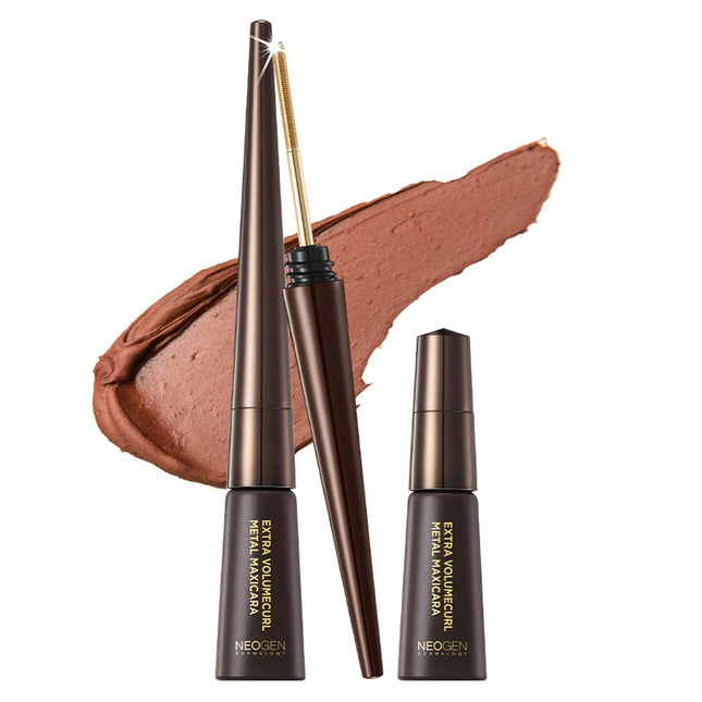 NEOGEN  Extra Volume Curl Metal Mascara 4ml + Refill 4ml Set, 02 Brown, 1 Set