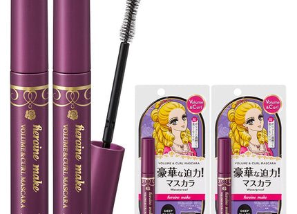 KISS ME HEROINE MAKE Heroine Make Volume & Curl Mascara EX 6g, Deep Black, 2 Count