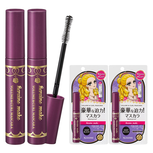 KISS ME HEROINE MAKE Heroine Make Volume & Curl Mascara EX 6g, Deep Black, 2 Count