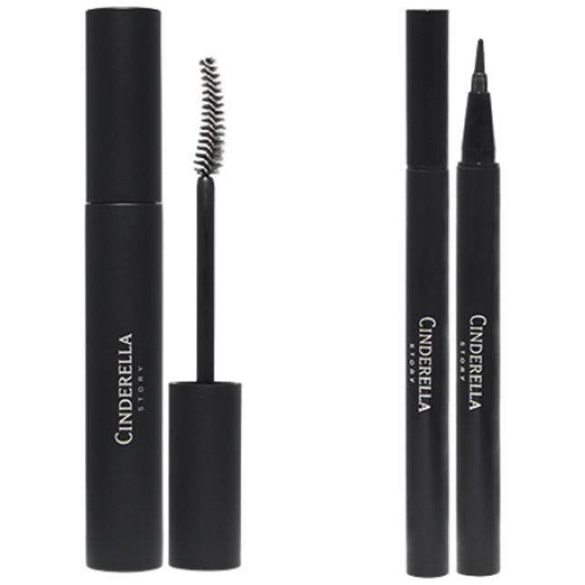 CINDERELLA STORY  Air Volume Mascara 9.5ml + Touch Up Eyeliner 0.5g, Carbon Black, 1 Set