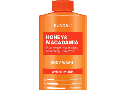 KUNDAL  Honey & Macadamia Pure Body Wash White Musk Scent, 500ml, 1 Count