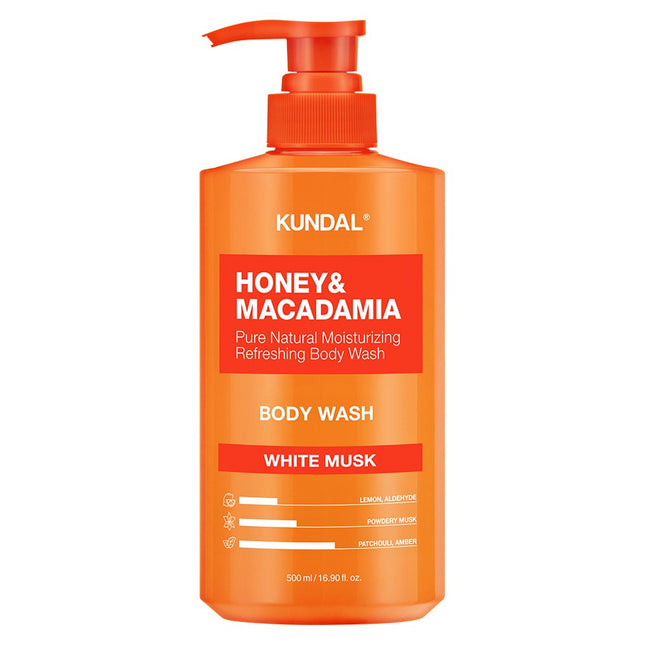 KUNDAL  Honey & Macadamia Pure Body Wash White Musk Scent, 500ml, 1 Count