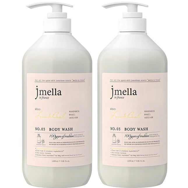 JMELLA IN FRANCE  Lime & Basil Body Wash Citrus Scent, 1L, 2 Count