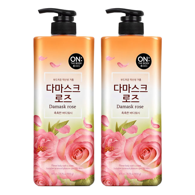 ON THE BODY  Flower pH-Balanced Perfumed Body Wash Damask Rose Scent, 875ml, 2 Count