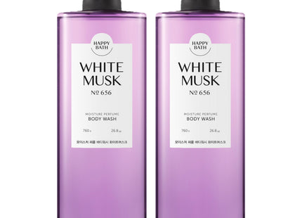 HAPPY BATH  Moisture Perfume Body Wash White Musk Scent, 760g, 2 Count