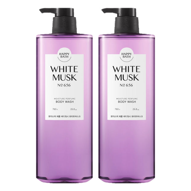 HAPPY BATH  Moisture Perfume Body Wash White Musk Scent, 760g, 2 Count