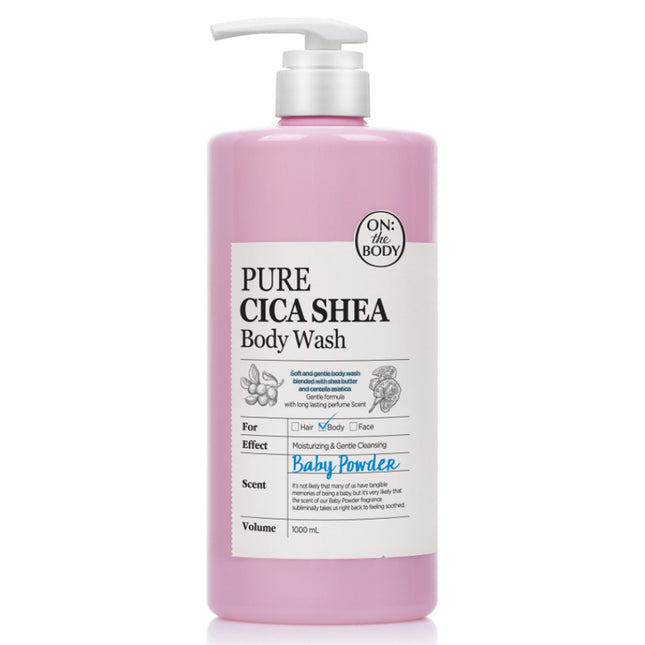 ON THE BODY  Pure Cica Shea Body Wash Baby Powder Scent, 1000ml, 1 count