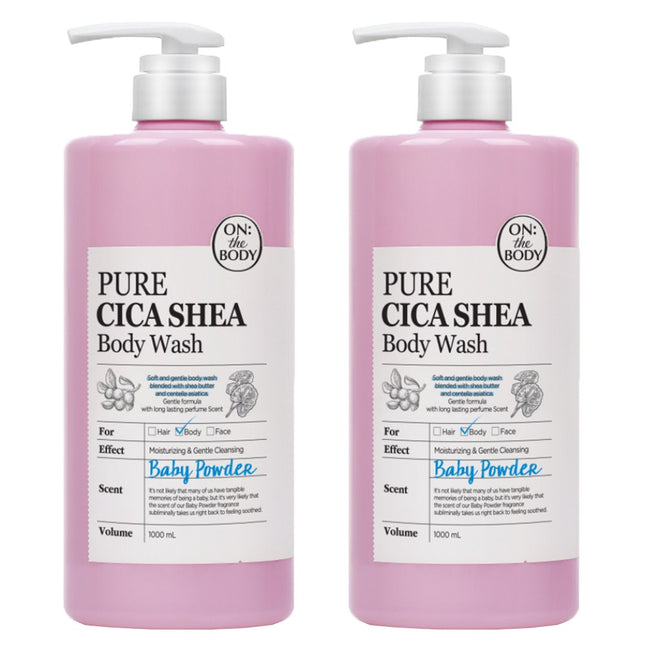 ON:BODY  Pure Cica Gentle Family Body Wash Baby Powder Scent, 1000ml, 2 Count