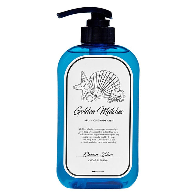 GOLDENMATCHES Goldenmatches Men's All-in-One Shampoo & Body Wash Aqua Scent 500ML 1pcs