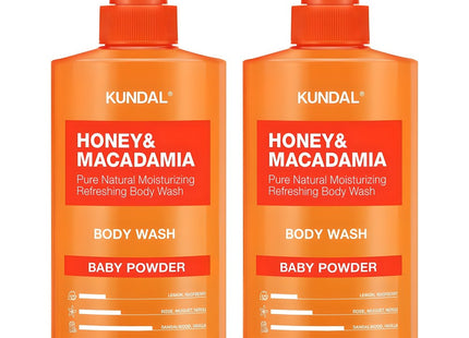 KUNDAL  Honey & Macadamia Pure Body Wash Baby Powder Scent 500ml, 2 Count