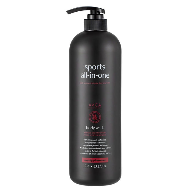 AVKA  Sports All-in-One Perfumed Body Wash Woody Pheromone Scent, 1L, 1 count