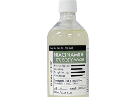 DERMA FACTORY  Vegan Certified Niacinamide 10% Body Wash Fruity Floral 300ml 1 Pack