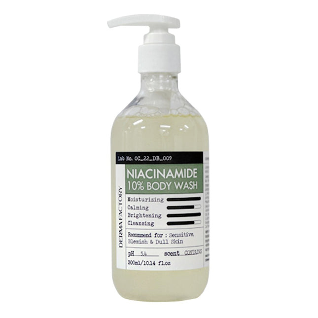 DERMA FACTORY  Vegan Certified Niacinamide 10% Body Wash Fruity Floral 300ml 1 Pack