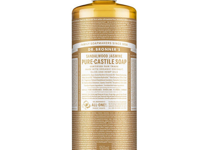 DR. BRONNERS  Pure Castile Soap Sandalwood Jasmine Bar Body Wash, 950ml, 1 Count