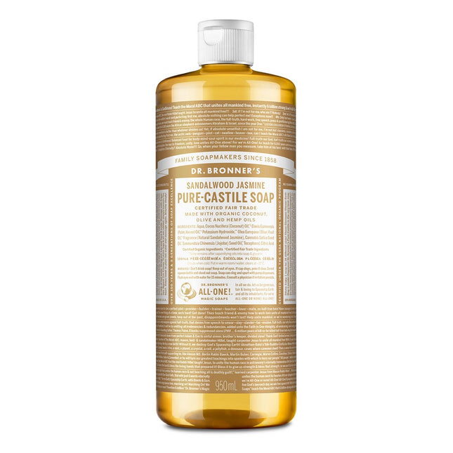 DR. BRONNERS  Pure Castile Soap Sandalwood Jasmine Bar Body Wash, 950ml, 1 Count