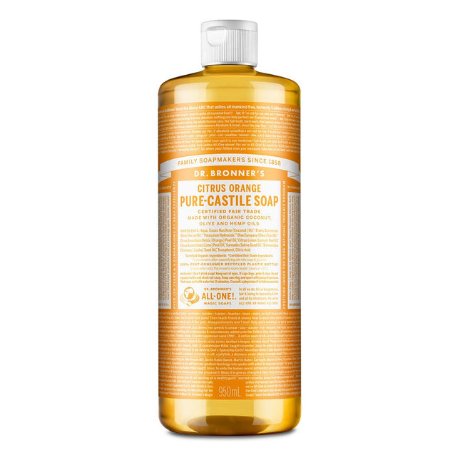 DR. BRONNER'S Dr Bronners Pure Castile Liquid Soap Citrus Orange 950ml 1 Pack