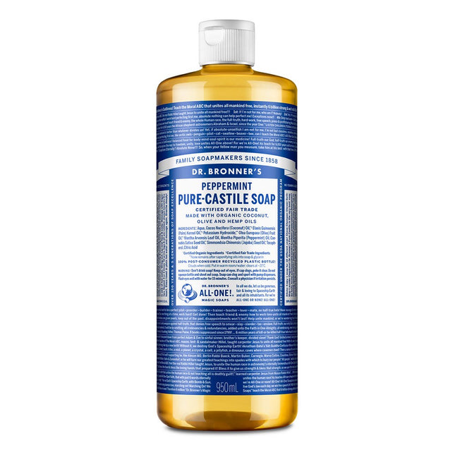 DR. BRONNER'S  Peppermint Pure-Castile Soap Body Wash, 950ml, 1 Pack