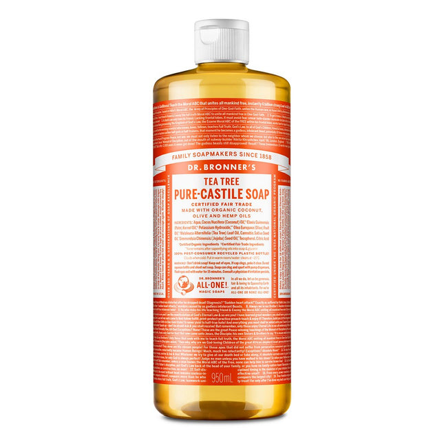 DR. BRONNER'S  Tea Tree Pure Castile Liquid Soap Body Wash, 950ml, 1 Pack