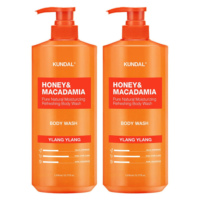 KUNDAL  Honey & Macadamia Pure Body Wash Ylang Ylang Scent, 1058ml, 2 Count