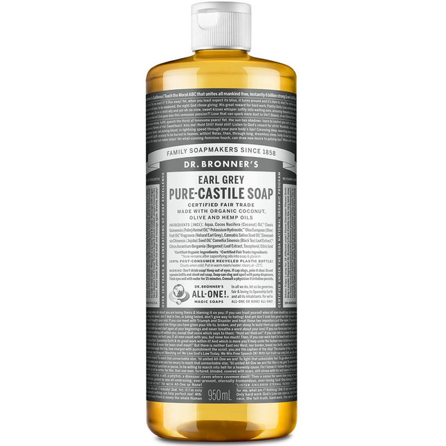 DR. BRONNER'S Dr Bronners Earl Grey Pure Castile Bar Soap Body Wash 950ml 1 Unit