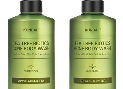 KUNDAL  Tea Tree Biotics Acne Body Wash Apple Green Tea Scent, 500ml, 2 count