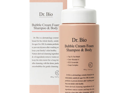 DR.BIO  Bubble Cream Foam Shampoo & Body Wash, 450g, 1 Count