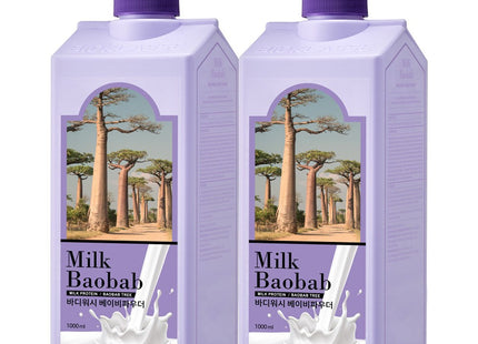 MILK BAOBAB  Body Wash Baby Powder Scent, 1L, 2 Count